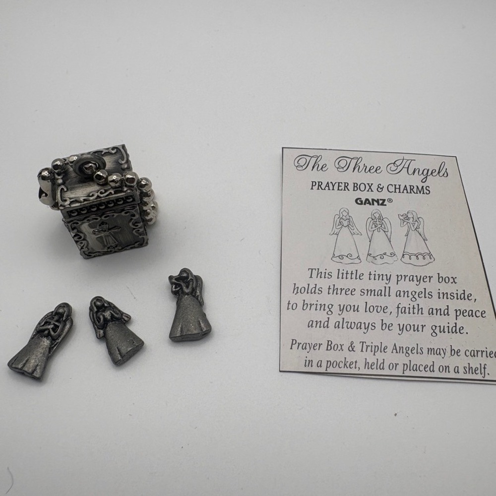 Ganz The Three Angels Prayer Box & Charms Pewter Tone Religious Keepsake EA14960